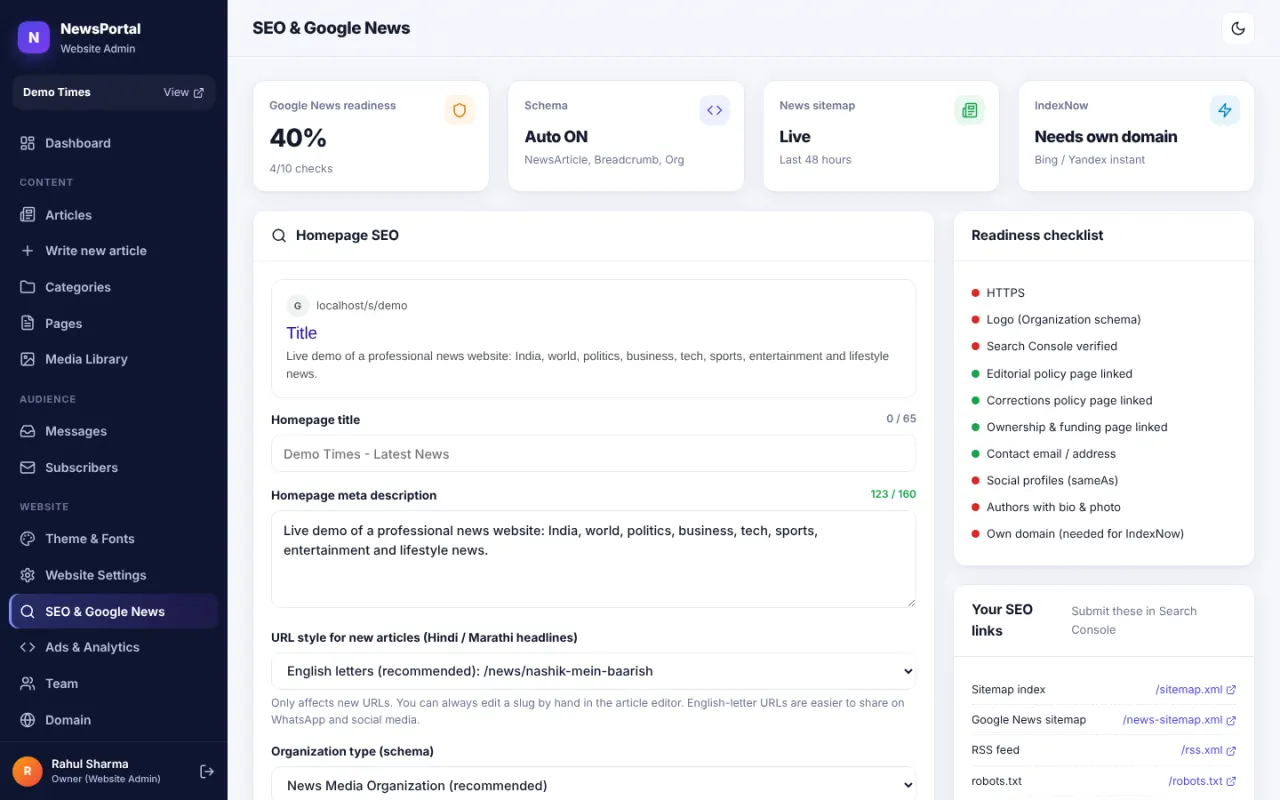 SEO & Google News screenshot